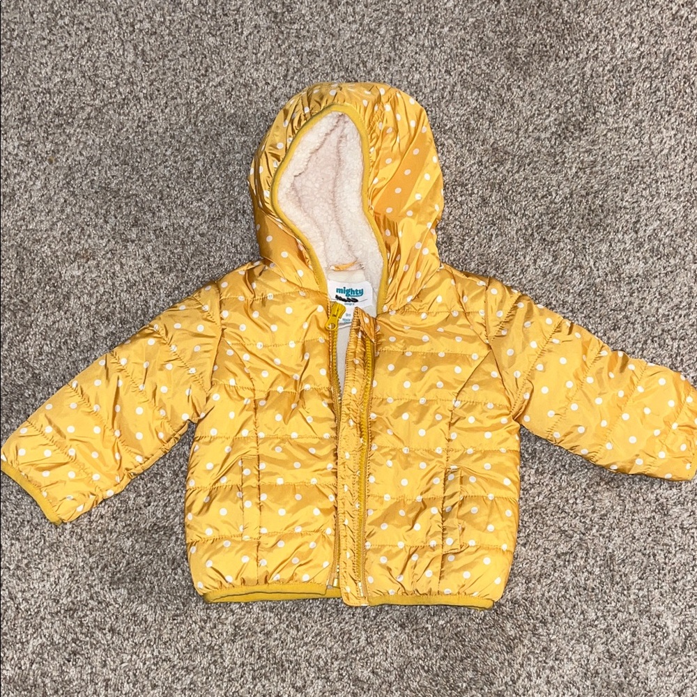 Yellow Polka Dot Kids Puffer Jacket